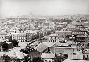 Melbourne: c.1880s Australia, high angle view of Melbourne
