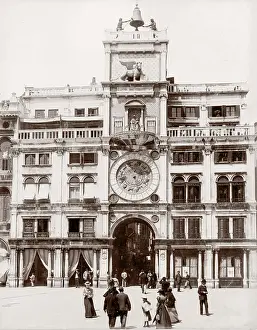 Perdestrian: c.1880s Italy - clock tower in St Mark's Square Venice