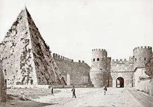 Hisotry: c.1880s Italy Rome - the Pyramid of Cestius