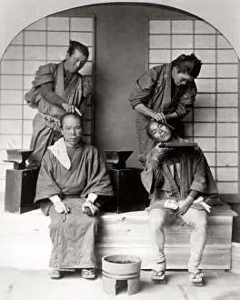 Razor: c.1880's Japan - barbers at work