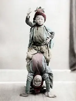 Acrobats: c.1880's Japan - child acrobats or performers