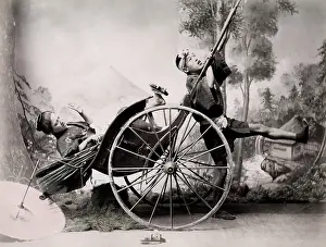 Rickshaw: c.1880's Japan - rickshaw accident - studio tableau