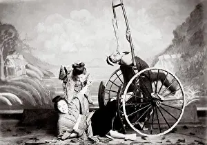 Rickshaw: c.1880's Japan - a rickshaw accident, studio tableau