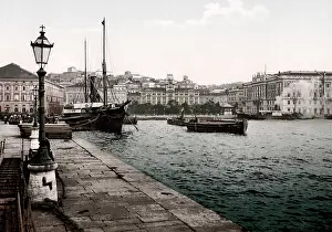Harbours: c.1890s Italy - the harbour at Trieste