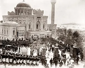 Collodion: c.1890s Turkey - sultan in procession to Friday prayers