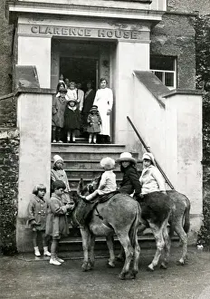 Chidren: c.1920's - chidren riding donkeys Bognor Regis