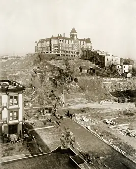 Gelatin: c.1920's Denny regarde 2nd Avenue Seattle, old hotel
