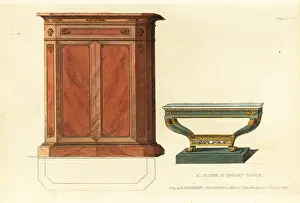 Rosewood: Cabinet and dwarf table, 1813