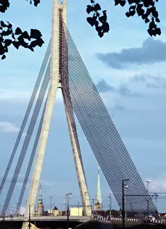 Daugava: Cable-stayed bridge in Riga, 1985
