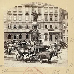 Brunnen: Cabs in front of the Austria-fountain at the Freyung