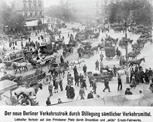Strikes: Cabs and horse-carts fill the streets of Berlin