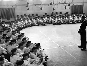 Trainers: Cadets of the Naval Academy Muerwik during physical