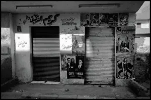 Graffiti: Cairo, Egypt - Roadside shop with posters graffiti etc