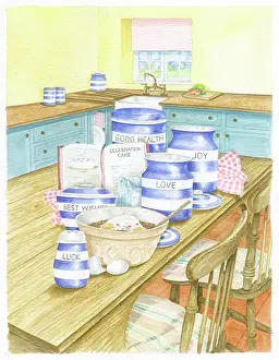 Ingredients: Cake making ingredients on a table