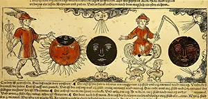 Eclipses: calendar, graphic from a calendar 1494, with