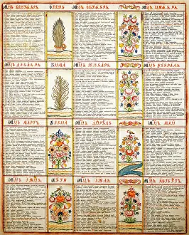 Calender: calenders, calender of saints, ink and tempera