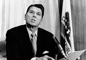 Embarrassment: California Gov. Ronald Reagan reads a statement ?
