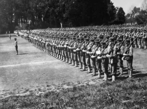 Rotc: California students inspection drill on the University