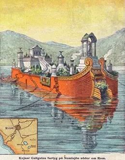 Plumbing: Caligula's floating palace, Lake Nemi, near Rome, Italy