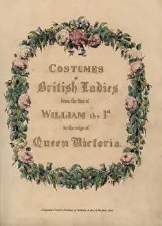 Calligraphic: Calligraphic title within garland of roses