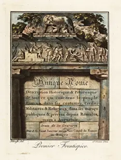 L. Labrousse: Calligraphic title page with bas-relief of Roman history