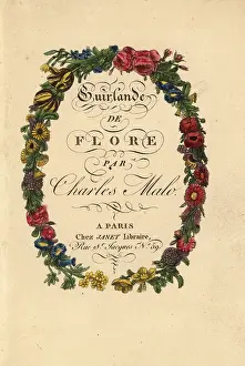 Centifolia: Calligraphic title page within a floral wreath