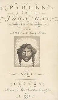 John Stockdale: Calligraphic title page to Volume 1 with dramatic mask