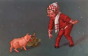 Excited: Calling Pig with Basket