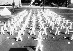 Somersville: Callisthenic exercises for new recruits. Naval