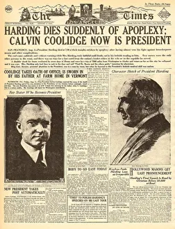 Apoplexy: Calvin Coolidge new US President