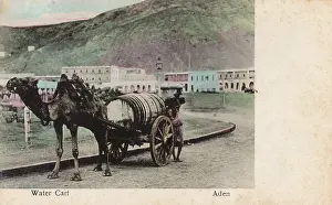 Utilities: Camel-drawn water cart, Aden