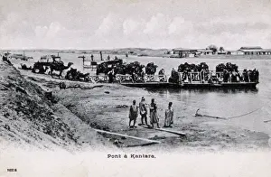 Kantara: Camel train on a chain ferry at Kantara, Egypt
