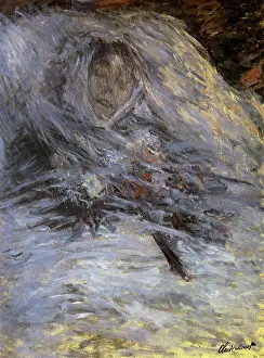 Deathbed: Camille Monet on her Deathbed, by Monet