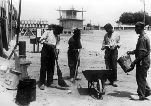 Inmate: Camp inmates cleaning up, 1941