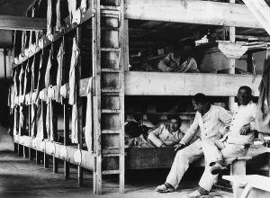 Oppression: Camp internees at Dachau concentration camp, Bavaria, 1933