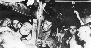 Prewar: Camp internees at Mauthausen concentration camp, 1938 (b/w p