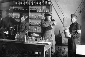 Pills: Camp pharmacy in Crossen, 1915