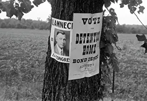 Shahn: Campaign posters, central Ohio, Route 40. ?