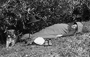 Thick: Camper in a sleeping bag, 1905