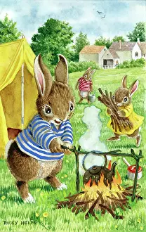 Campers: The Campers - rabbits with tent and fire
