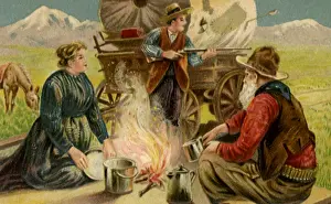 Winsch: Camping in front of a Covered Wagon