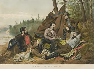 Tait: Camping in the Woods, Laying Off, by Currier