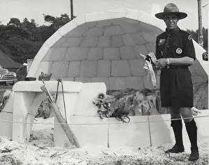Igloo: Canadian scout leader with igloo
