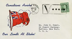 Typewritten: Canadians Awake, Our Land's at Stake!