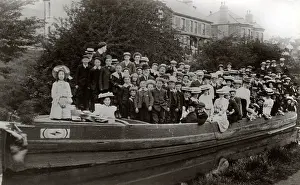 Overcrowded: Canal boat overcrowded with passengers