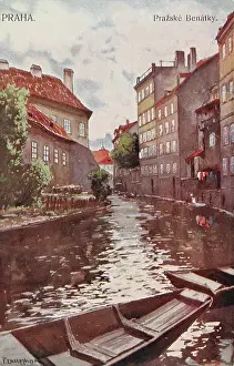 Rowboats: Canal in Prague Venice