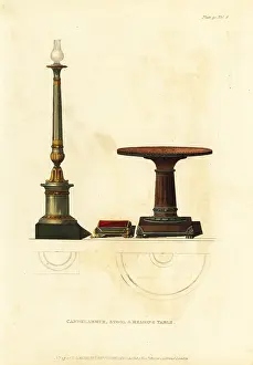 Candelabrum: Candelabrum, stool and reading table, 1812