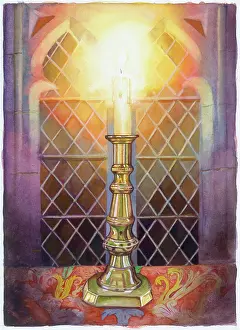 Sympathy: Candle in front of latticed window ? Sympathy