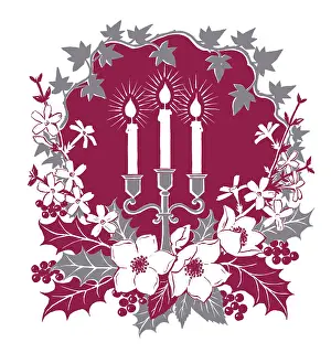 Maroon: Candles and Floral Arrangement