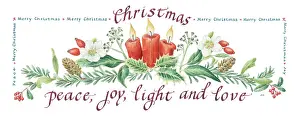 Marker: Three Candles with holly, fir etc